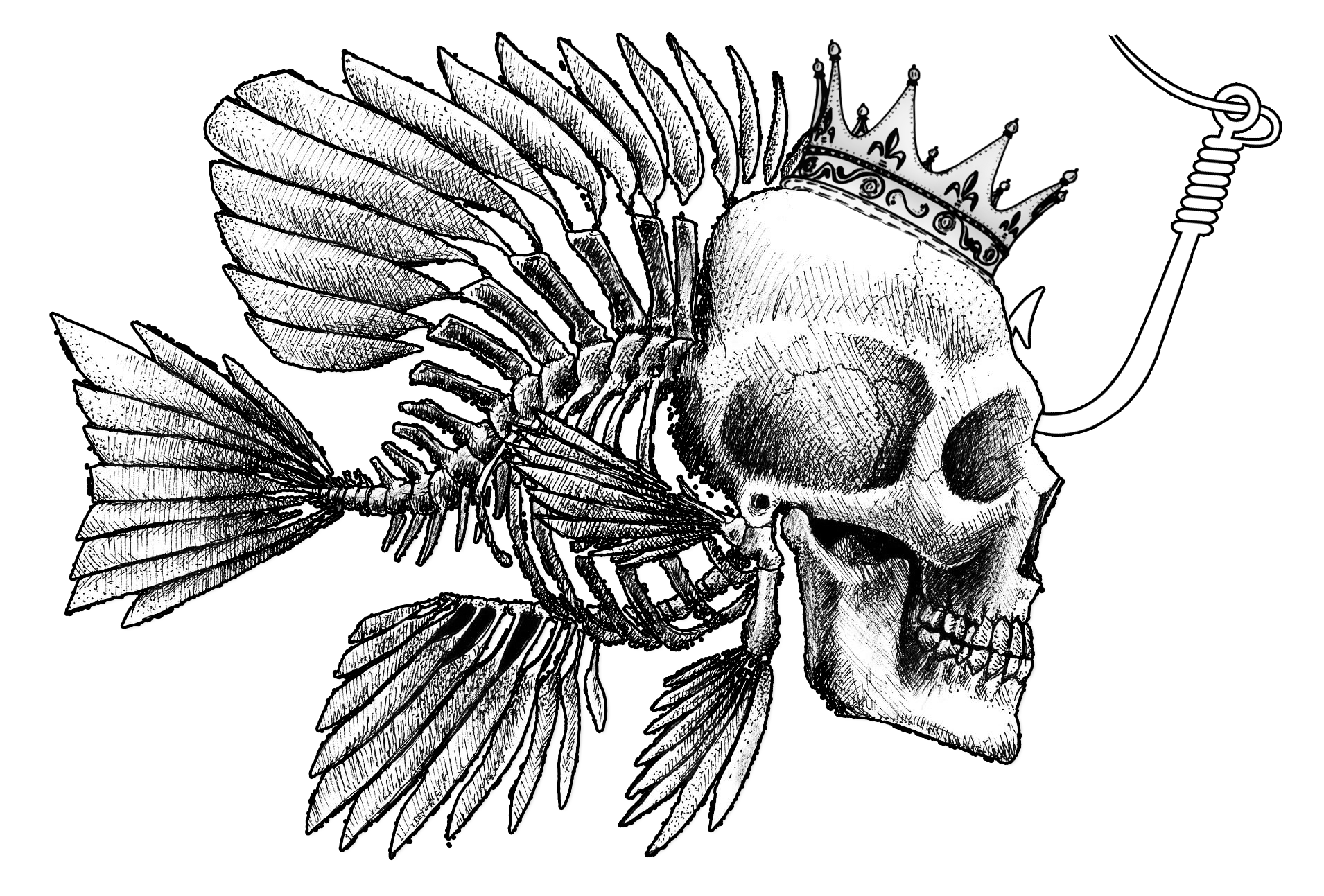 Bon Secour Butchers crowned fish-skeleton artwork